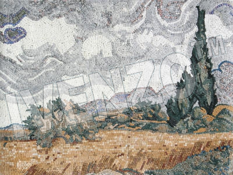 Mosaïque FK059 van Gogh: Champ de blé avec cyprès