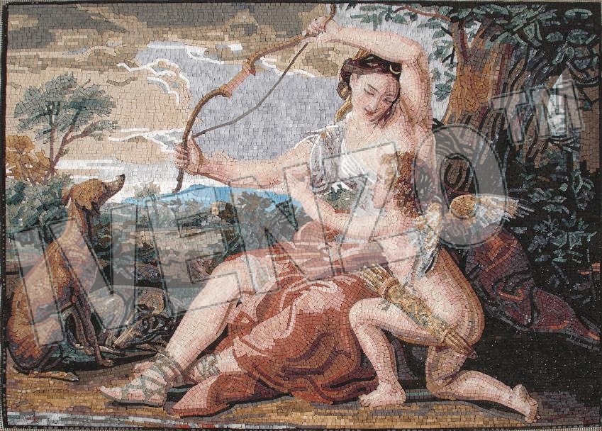 Mosaïque FK102 Batoni: Diana et de Cupidon