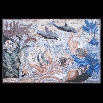 Mosaïque scène avec des poissons