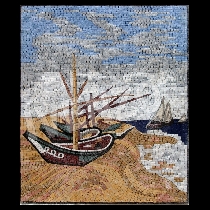 Mosaïque Vincent van Gogh: Bateaux sur la plage