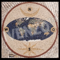 Mosaïque Rose des vents avec carte du monde